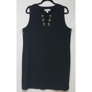 Michael Kors Women’s Black Sleeveless Swing Dress Lace-Up Front Size XL NWOT